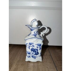 Andrea‎ by Sadek Blue White Porcelain Oil Cruet Vinegar Dispenser Floral